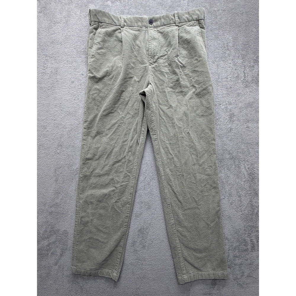 H&M Pants Mens 36 Light Green Regular Fit Corduroy Straight Leg Casual Stretch